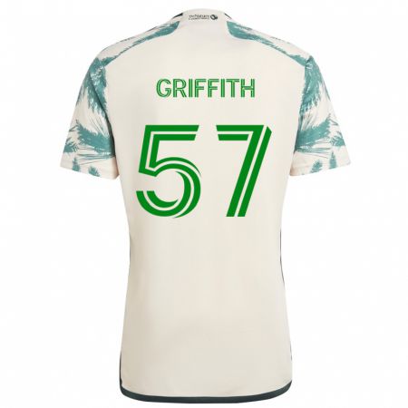 Kandiny Férfi Víctor Griffith #57 Bézs Barna Idegenbeli Jersey 2024/25 Mez Póló Ing