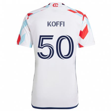 Kandiny Férfi Christian Koffi #50 Fehér Piros Kék Idegenbeli Jersey 2024/25 Mez Póló Ing