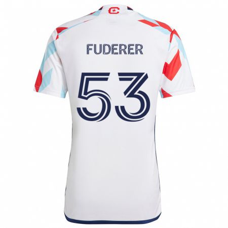 Kandiny Férfi Jake Fuderer #53 Fehér Piros Kék Idegenbeli Jersey 2024/25 Mez Póló Ing