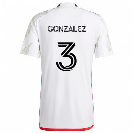 Kandiny Férfi Omar González #3 Fehér Piros Fekete Idegenbeli Jersey 2024/25 Mez Póló Ing