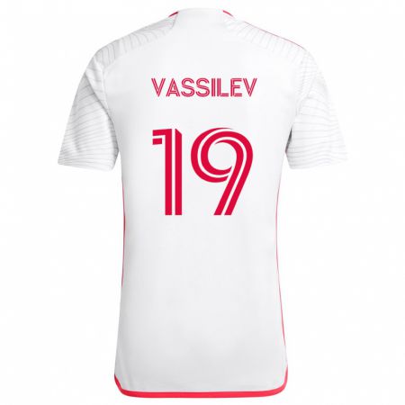 Kandiny Férfi Indiana Vassilev #19 Fehér Piros Idegenbeli Jersey 2024/25 Mez Póló Ing