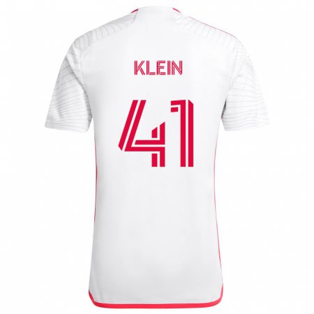 Kandiny Férfi Johnny Klein #41 Fehér Piros Idegenbeli Jersey 2024/25 Mez Póló Ing