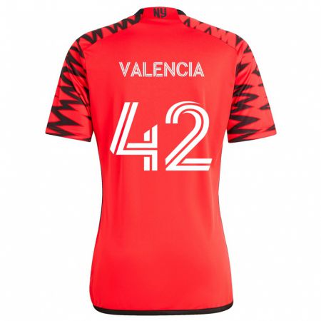 Kandiny Férfi Omar Valencia #42 Piros Fekete Fehér Idegenbeli Jersey 2024/25 Mez Póló Ing