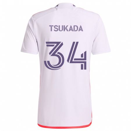 Kandiny Férfi Yutaro Tsukada #34 Fehér Piros Lila Idegenbeli Jersey 2024/25 Mez Póló Ing