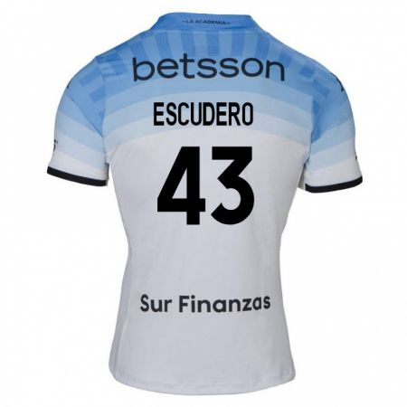 Kandiny Férfi Gonzalo Escudero #43 Fehér Kék Fekete Idegenbeli Jersey 2024/25 Mez Póló Ing