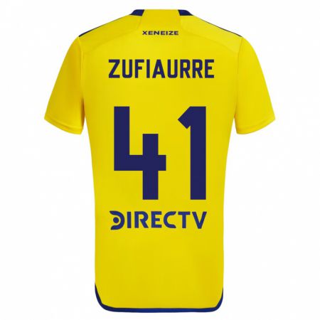 Kandiny Férfi Iker Zufiaurre #41 Sárga Kék Idegenbeli Jersey 2024/25 Mez Póló Ing