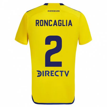 Kandiny Férfi Facundo Roncaglia #2 Sárga Kék Idegenbeli Jersey 2024/25 Mez Póló Ing