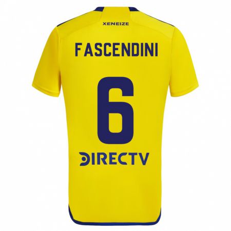 Kandiny Férfi Valentín Fascendini #6 Sárga Kék Idegenbeli Jersey 2024/25 Mez Póló Ing