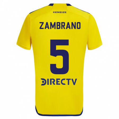 Kandiny Férfi Carlos Zambrano #5 Sárga Kék Idegenbeli Jersey 2024/25 Mez Póló Ing