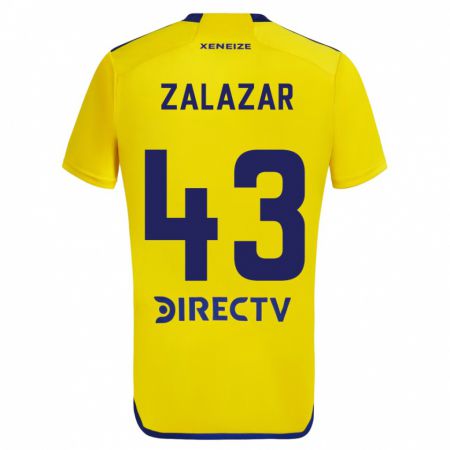 Kandiny Férfi Maximiliano Zalazar #43 Sárga Kék Idegenbeli Jersey 2024/25 Mez Póló Ing