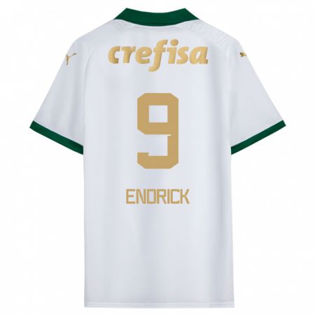 Kandiny Férfi Endrick #9 Fehér Zöld Idegenbeli Jersey 2024/25 Mez Póló Ing