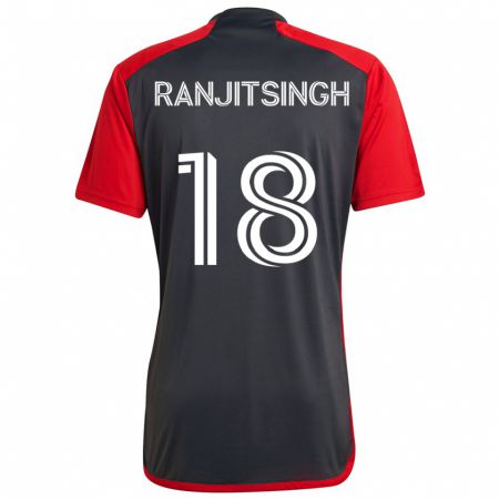 Kandiny Női Greg Ranjitsingh #18 Szürke Vörös Hazai Jersey 2024/25 Mez Póló Ing