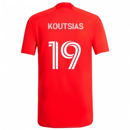 Kandiny Női Georgios Koutsias #19 Piros Fehér Hazai Jersey 2024/25 Mez Póló Ing