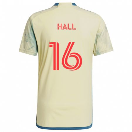 Kandiny Női Julian Hall #16 Sárga Piros Kék Hazai Jersey 2024/25 Mez Póló Ing