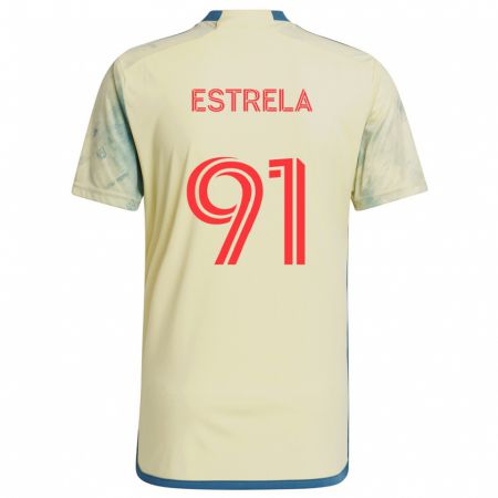 Kandiny Női Bento Estrela #91 Sárga Piros Kék Hazai Jersey 2024/25 Mez Póló Ing