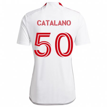 Kandiny Női Gianluca Catalano #50 Fehér Piros Idegenbeli Jersey 2024/25 Mez Póló Ing