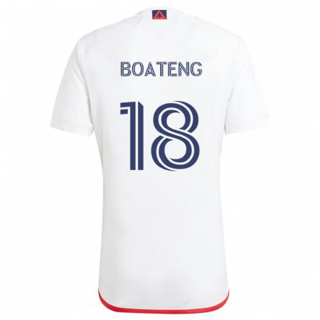 Kandiny Női Emmanuel Boateng #18 Fehér Piros Idegenbeli Jersey 2024/25 Mez Póló Ing