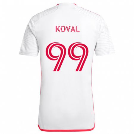 Kandiny Női Stanislav Koval #99 Fehér Piros Idegenbeli Jersey 2024/25 Mez Póló Ing