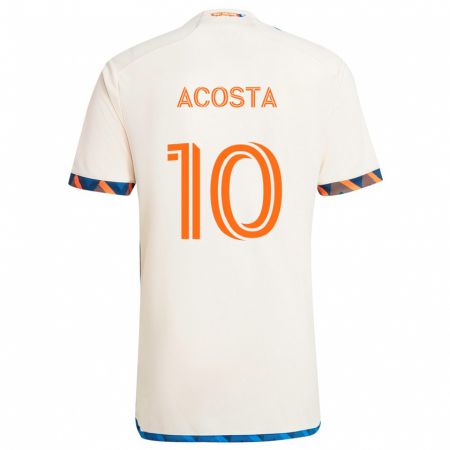 Kandiny Női Luciano Acosta #10 Fehér Narancs Idegenbeli Jersey 2024/25 Mez Póló Ing