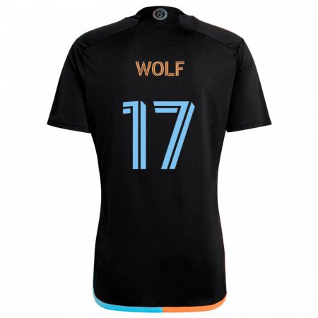 Kandiny Női Hannes Wolf #17 Fekete Narancs Kék Idegenbeli Jersey 2024/25 Mez Póló Ing