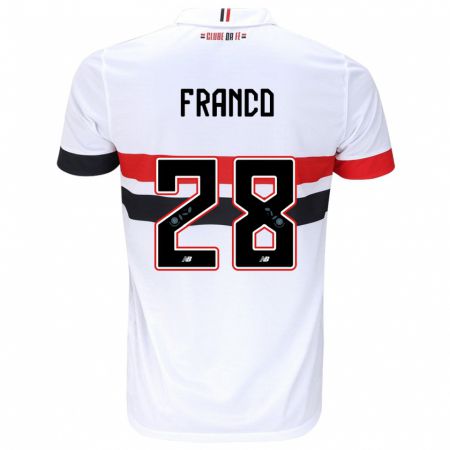 Kandiny Gyermek Alan Franco #28 Fehér Piros Fekete Hazai Jersey 2024/25 Mez Póló Ing