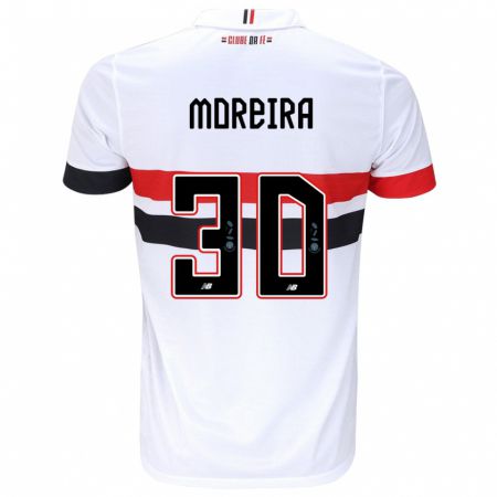 Kandiny Gyermek João Moreira #30 Fehér Piros Fekete Hazai Jersey 2024/25 Mez Póló Ing