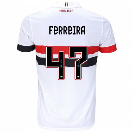 Kandiny Gyermek Ferreirinha #47 Fehér Piros Fekete Hazai Jersey 2024/25 Mez Póló Ing