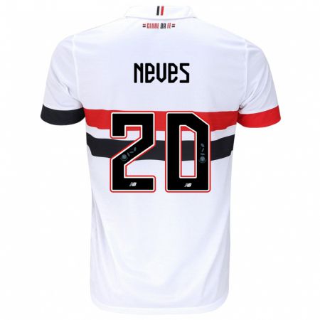 Kandiny Gyermek Gabriel Neves #20 Fehér Piros Fekete Hazai Jersey 2024/25 Mez Póló Ing