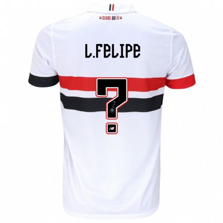 Kandiny Gyermek Luis Felipe #0 Fehér Piros Fekete Hazai Jersey 2024/25 Mez Póló Ing