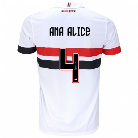 Kandiny Gyermek Ana Alice Luciano Da Silva #4 Fehér Piros Fekete Hazai Jersey 2024/25 Mez Póló Ing