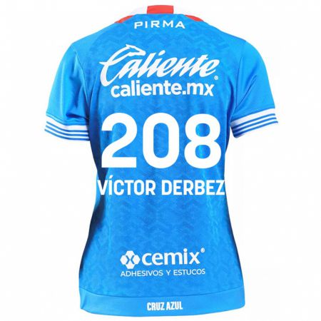 Kandiny Gyermek Louis Víctor Derbez #208 Égszínkék Hazai Jersey 2024/25 Mez Póló Ing