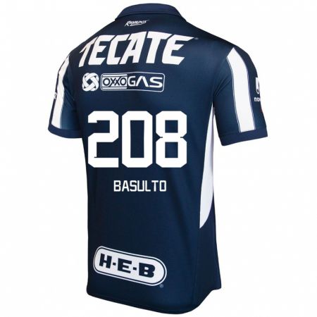 Kandiny Gyermek Luis Basulto #208 Kék Piros Fehér Hazai Jersey 2024/25 Mez Póló Ing