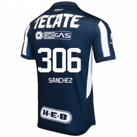 Kandiny Gyermek Jorge Sánchez #306 Kék Piros Fehér Hazai Jersey 2024/25 Mez Póló Ing