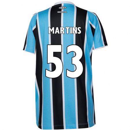 Kandiny Gyermek Gustavo Martins #53 Kék Fekete Fehér Hazai Jersey 2024/25 Mez Póló Ing