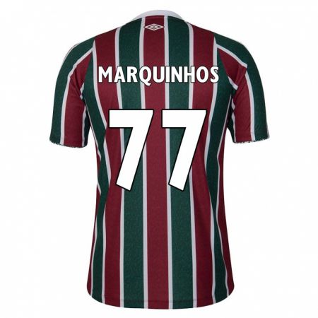 Kandiny Gyermek Marquinhos #77 Zöld Barna Fehér Hazai Jersey 2024/25 Mez Póló Ing