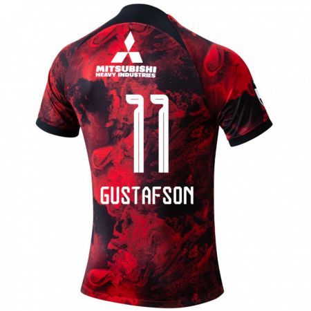 Kandiny Gyermek Samuel Gustafson #11 Piros Fekete Hazai Jersey 2024/25 Mez Póló Ing