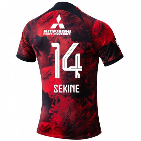 Kandiny Gyermek Takahiro Sekine #14 Piros Fekete Hazai Jersey 2024/25 Mez Póló Ing