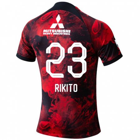 Kandiny Gyermek Rikito Inoue #23 Piros Fekete Hazai Jersey 2024/25 Mez Póló Ing