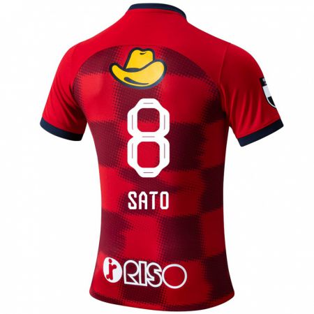 Kandiny Gyermek Yuto Sato #8 Piros Kék Fehér Hazai Jersey 2024/25 Mez Póló Ing