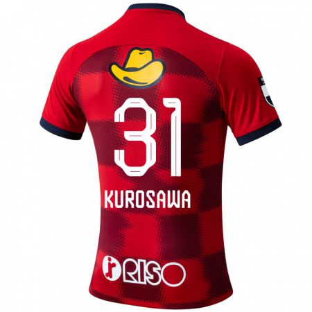 Kandiny Gyermek Shoei Kurosawa #31 Piros Kék Fehér Hazai Jersey 2024/25 Mez Póló Ing