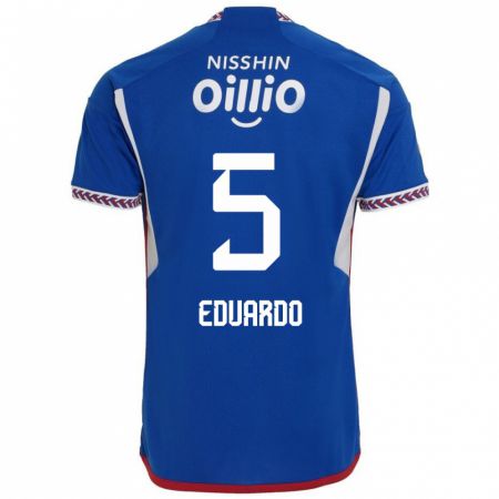 Kandiny Gyermek Eduardo #5 Kék Fehér Piros Hazai Jersey 2024/25 Mez Póló Ing