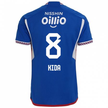 Kandiny Gyermek Takuya Kida #8 Kék Fehér Piros Hazai Jersey 2024/25 Mez Póló Ing