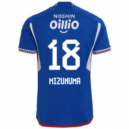 Kandiny Gyermek Kota Mizunuma #18 Kék Fehér Piros Hazai Jersey 2024/25 Mez Póló Ing