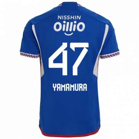 Kandiny Gyermek Kazuya Yamamura #47 Kék Fehér Piros Hazai Jersey 2024/25 Mez Póló Ing