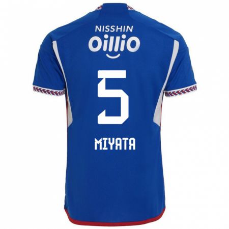 Kandiny Gyermek Haru Miyata #5 Kék Fehér Piros Hazai Jersey 2024/25 Mez Póló Ing