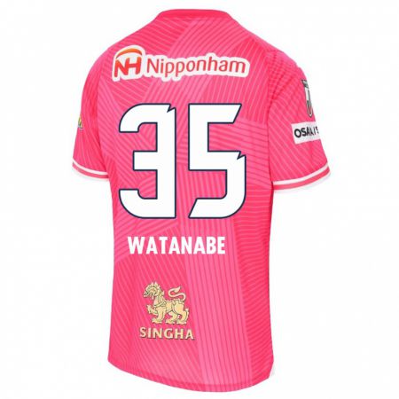 Kandiny Gyermek Ryo Watanabe #35 Rózsaszín Fehér Hazai Jersey 2024/25 Mez Póló Ing