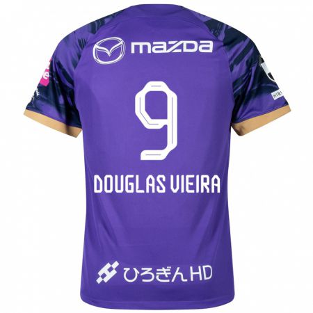 Kandiny Gyermek Douglas Vieira #9 Lila Fehér Hazai Jersey 2024/25 Mez Póló Ing