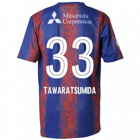 Kandiny Gyermek Kota Tawaratsumida #33 Kék Piros Hazai Jersey 2024/25 Mez Póló Ing