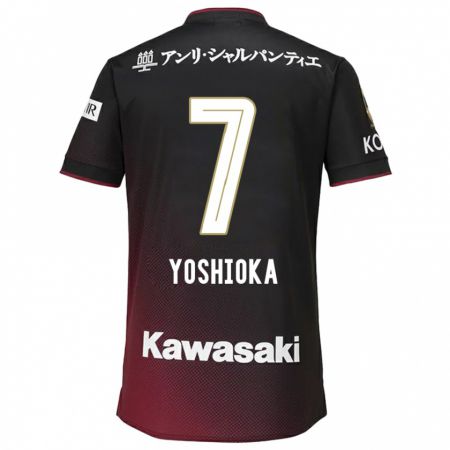 Kandiny Gyermek Ran Yoshioka #7 Fekete Piros Hazai Jersey 2024/25 Mez Póló Ing