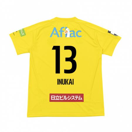 Kandiny Gyermek Tomoya Inukai #13 Sárga Fekete Hazai Jersey 2024/25 Mez Póló Ing